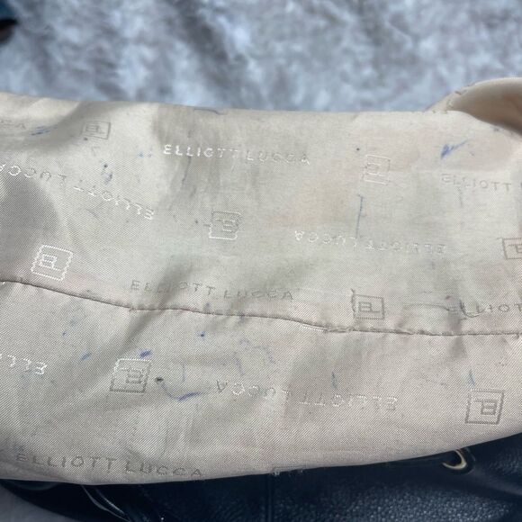 Elliott Lucca leather black medium shoulder bag braided strap gold tone accents - Picture 13 of 14